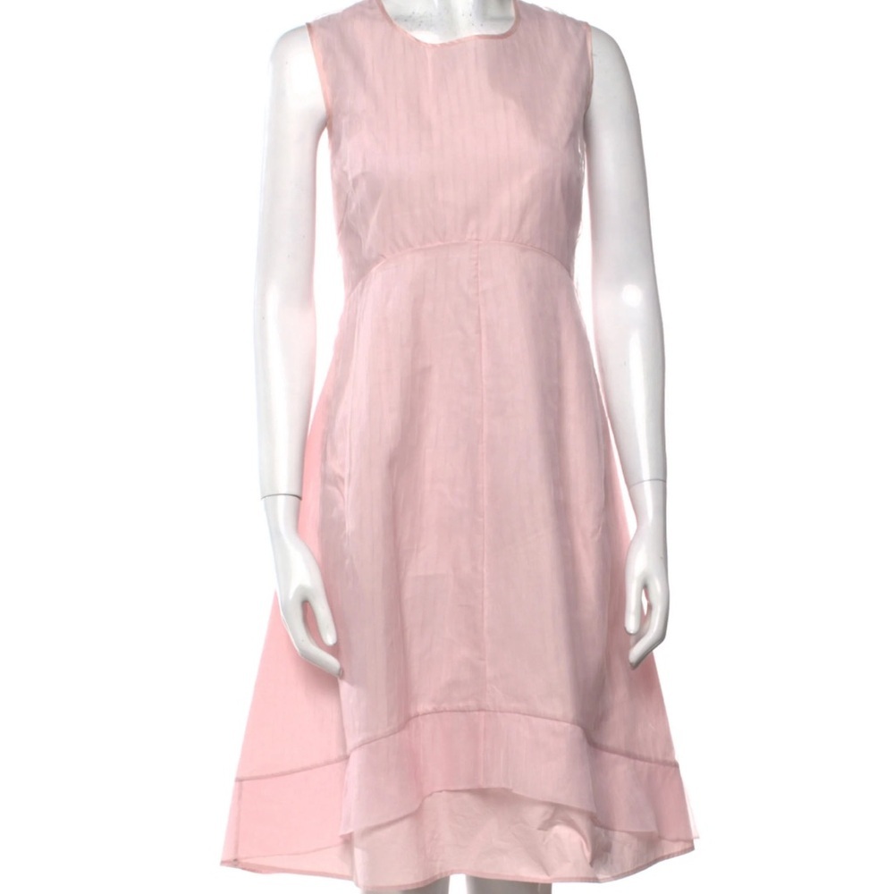 JIL SANDER CREW NECK BALLECORE MIDI PINK DRESS 8